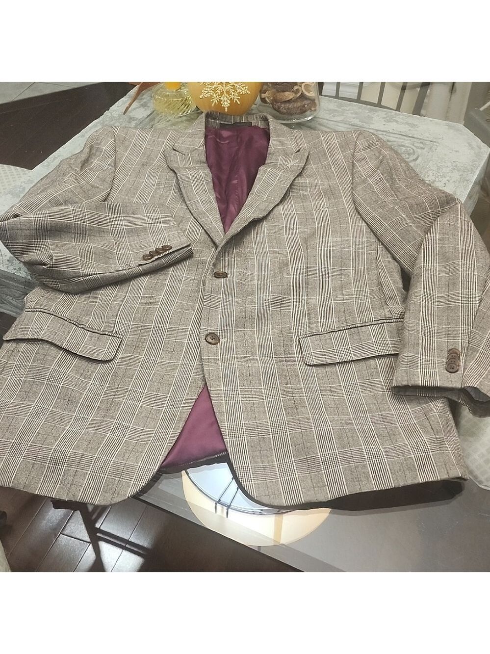 Sean John Classic Wool Plaid Blazer Sportscoat Large